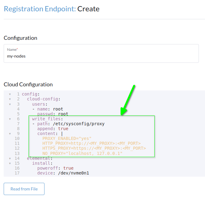 Añadir configuración de proxy en el Punto de Registro de Máquina