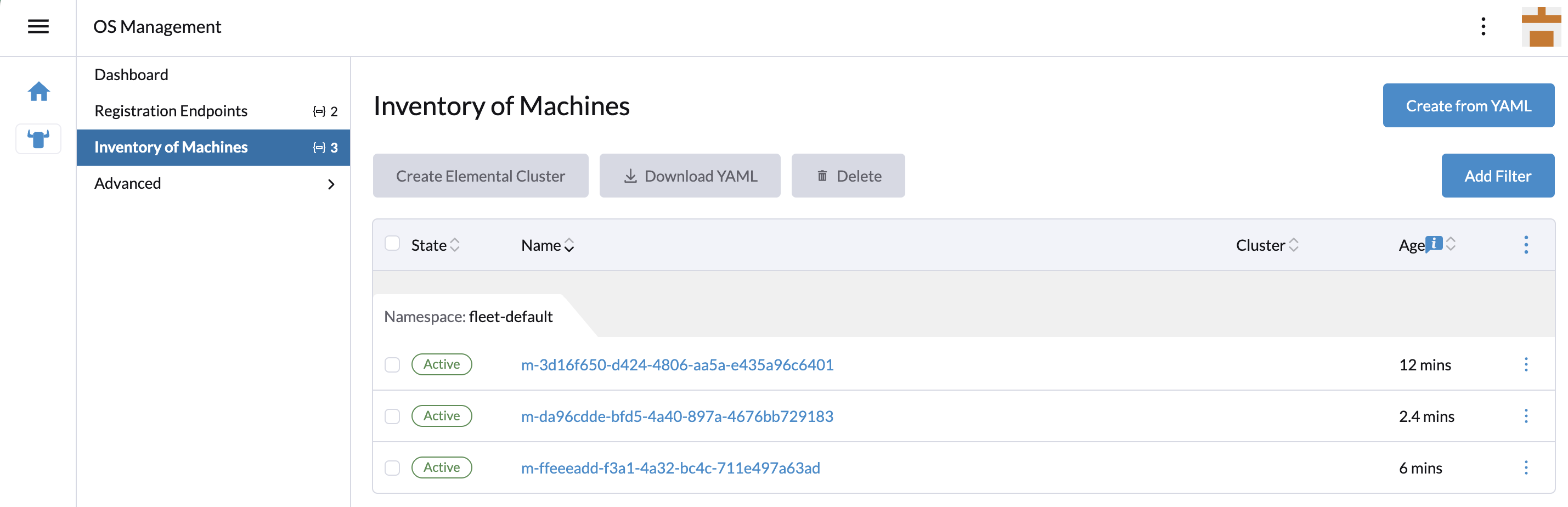 Menú de Inventario de Máquinas