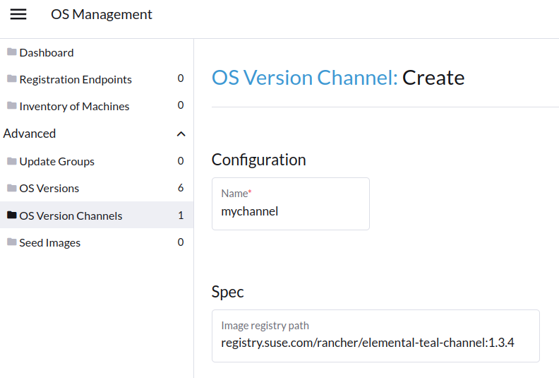 Crear canal de versión del sistema operativo