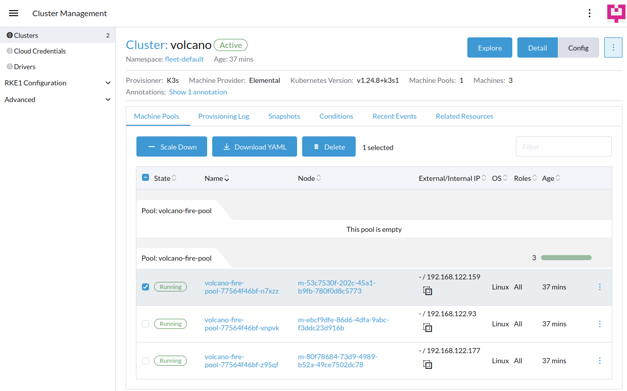 Supprimer un nœud unique pour le réinitialiser