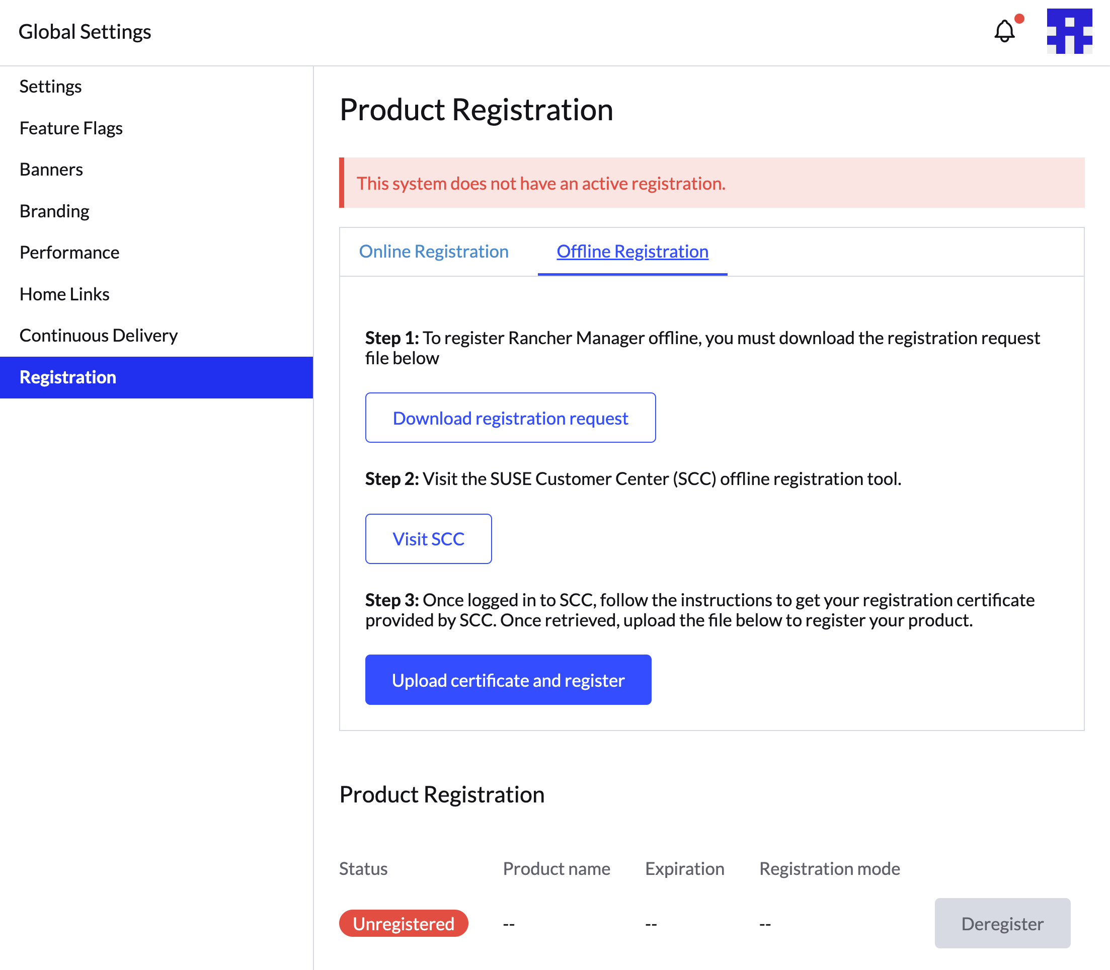 Register with SCC using offline method