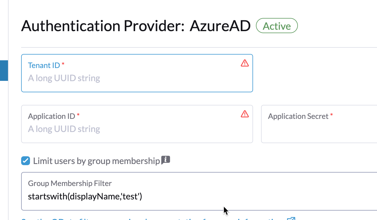 向 Azure AD 添加组成员资格过滤器
