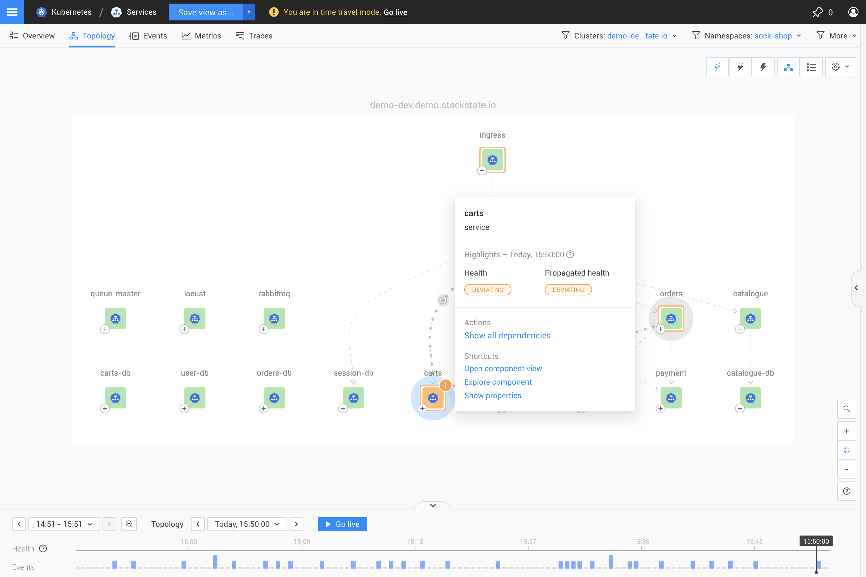 Menú contextual del componente