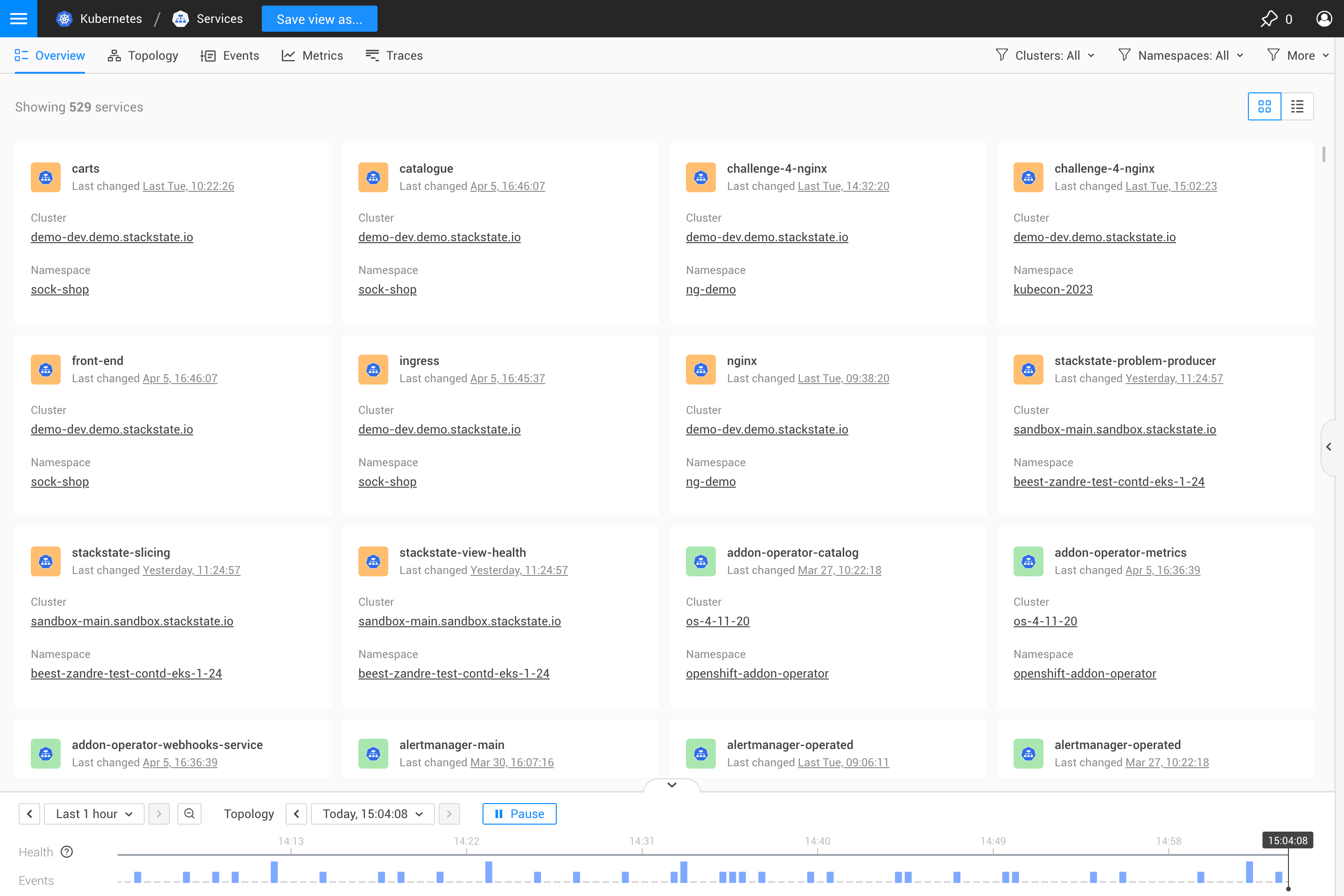 Layout de cartões de visão geral