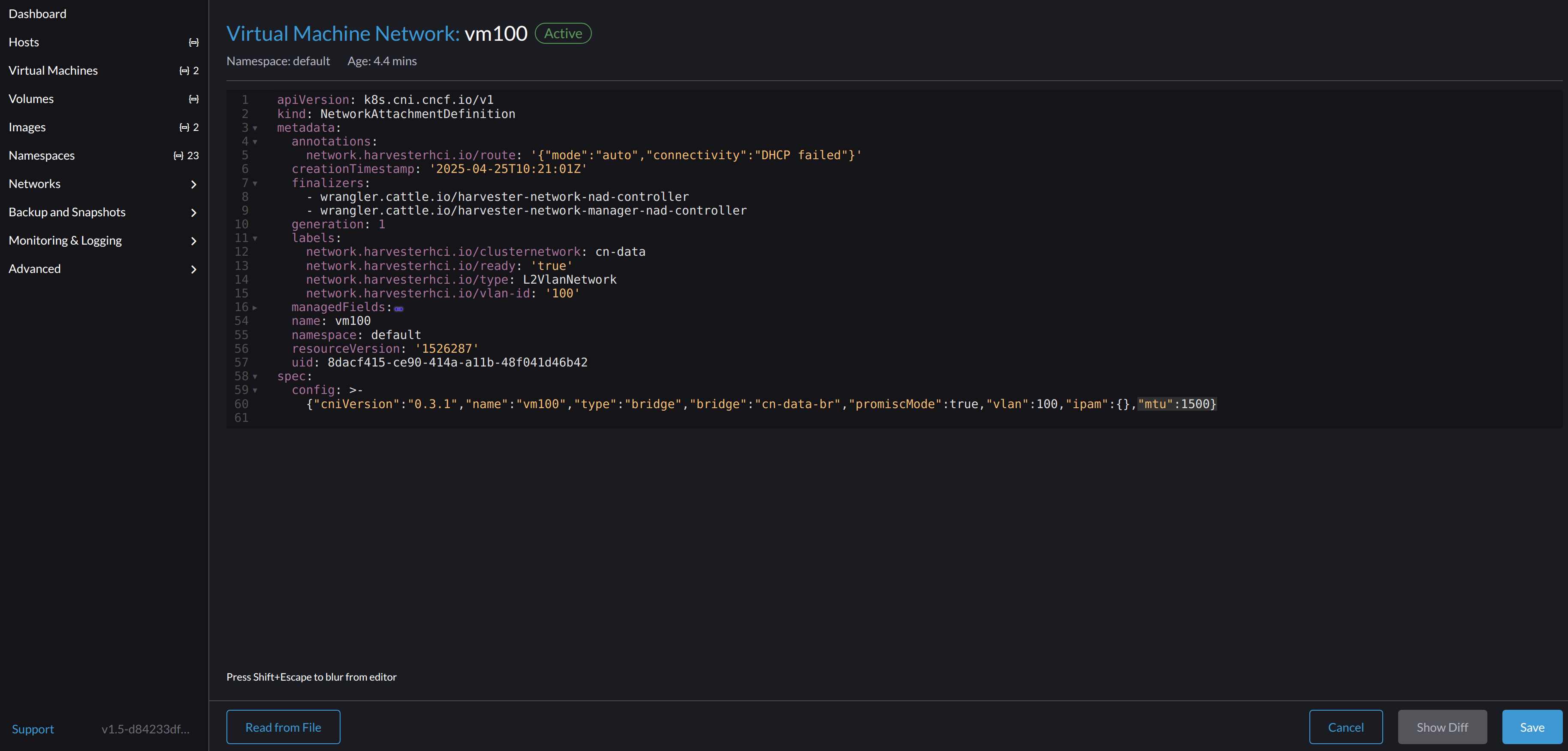 Change virtual machine network MTU