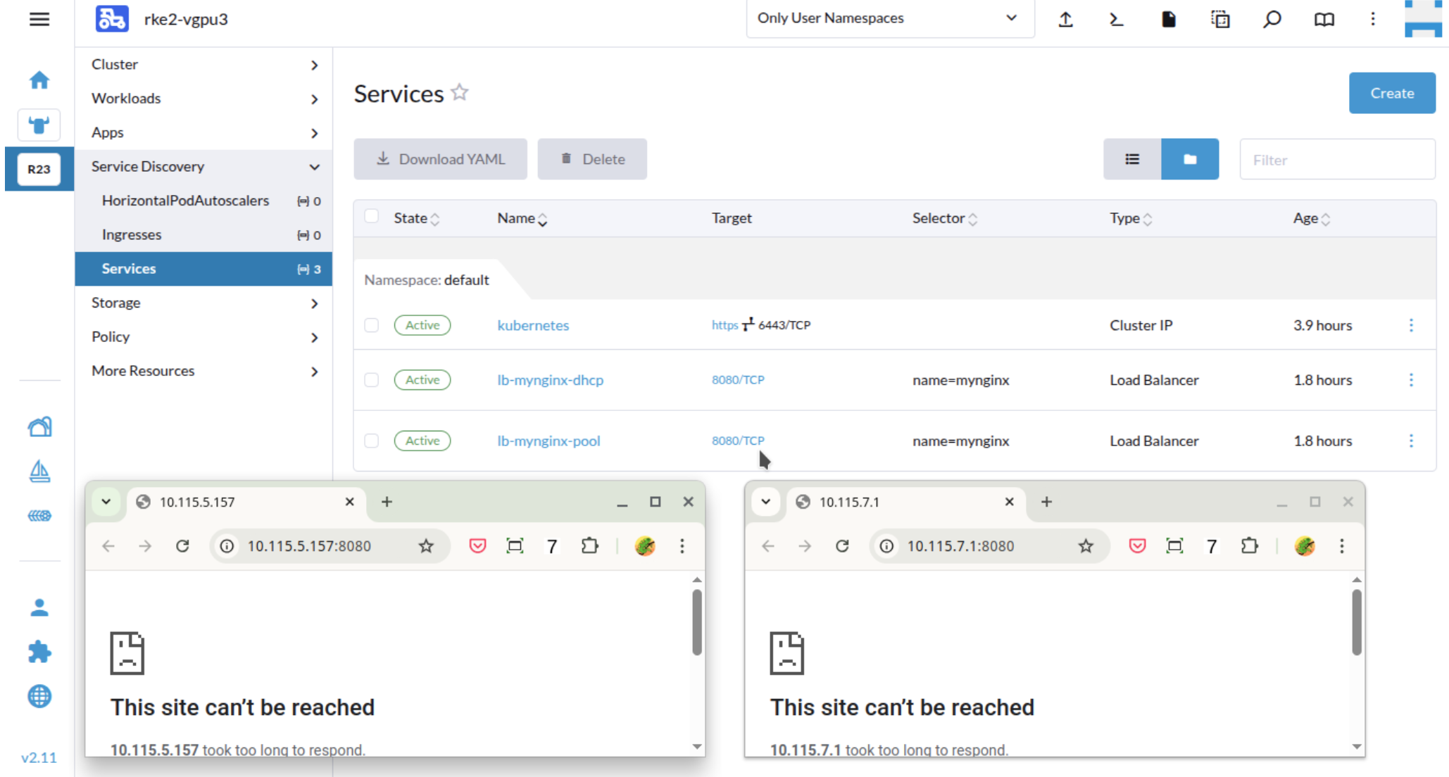 Guest cluster load balancer is inaccessible