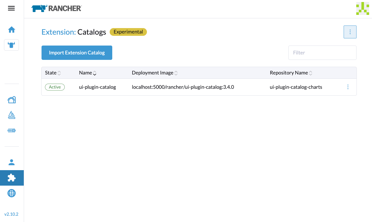 Rancher UI - Extension Catalogs