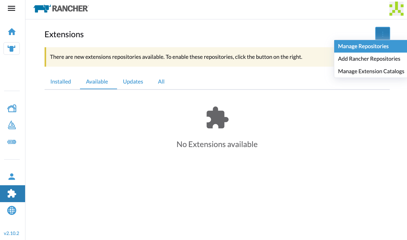 Rancher UI - Repositories verwalten