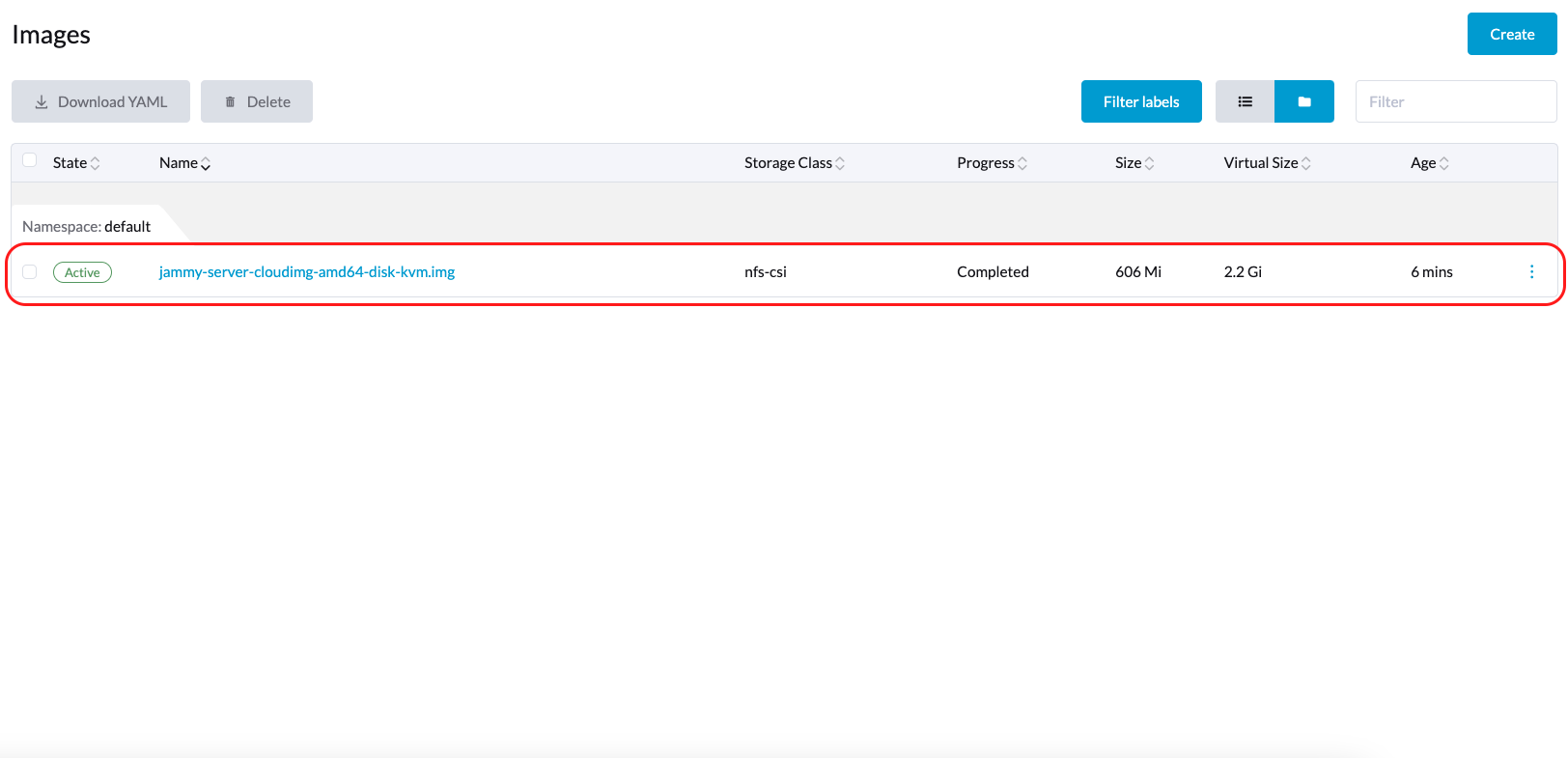 created image with nfs csi