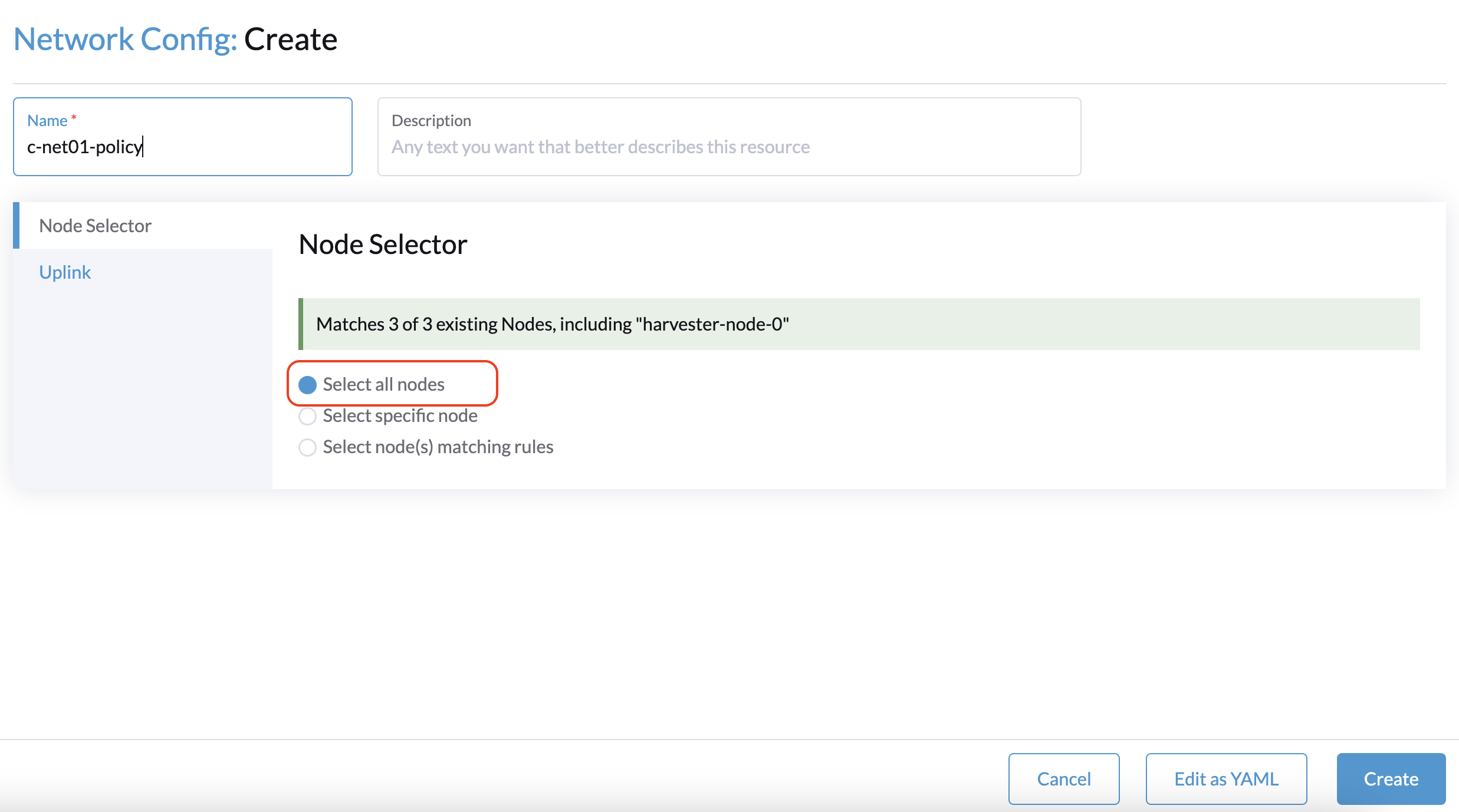 crear configuración de red con todos los nodos