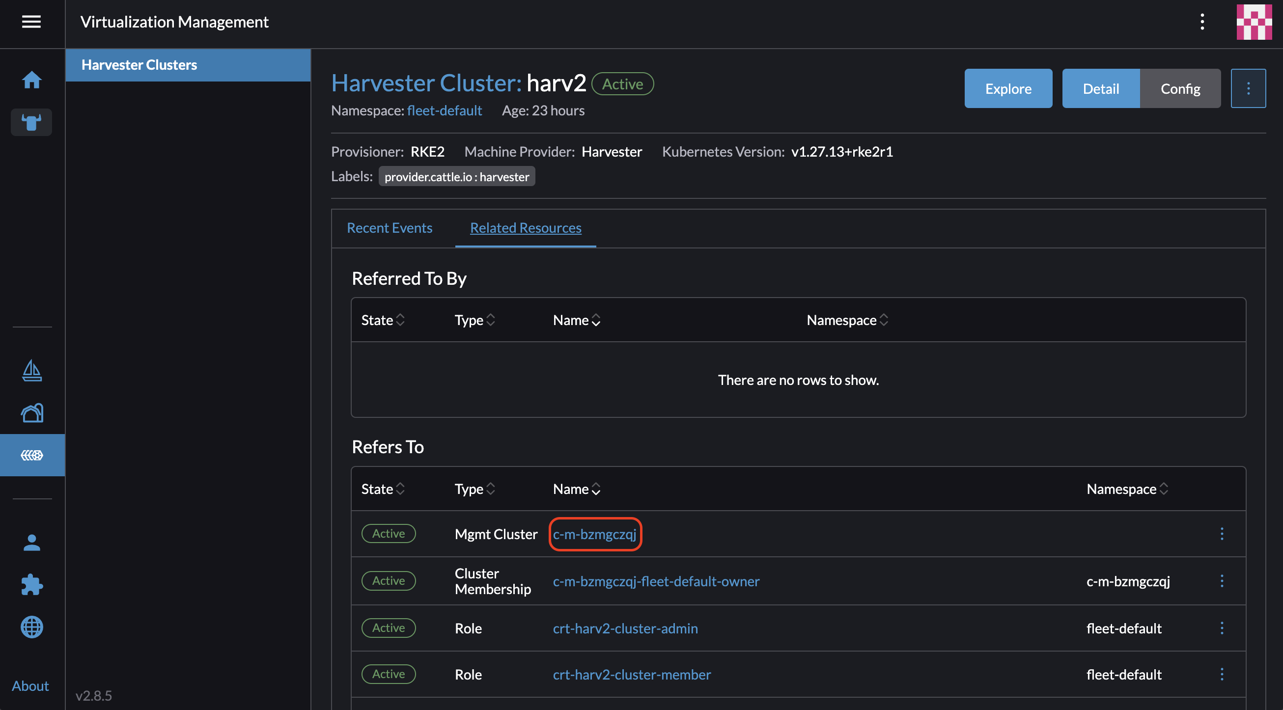 Harvester クラスター ID