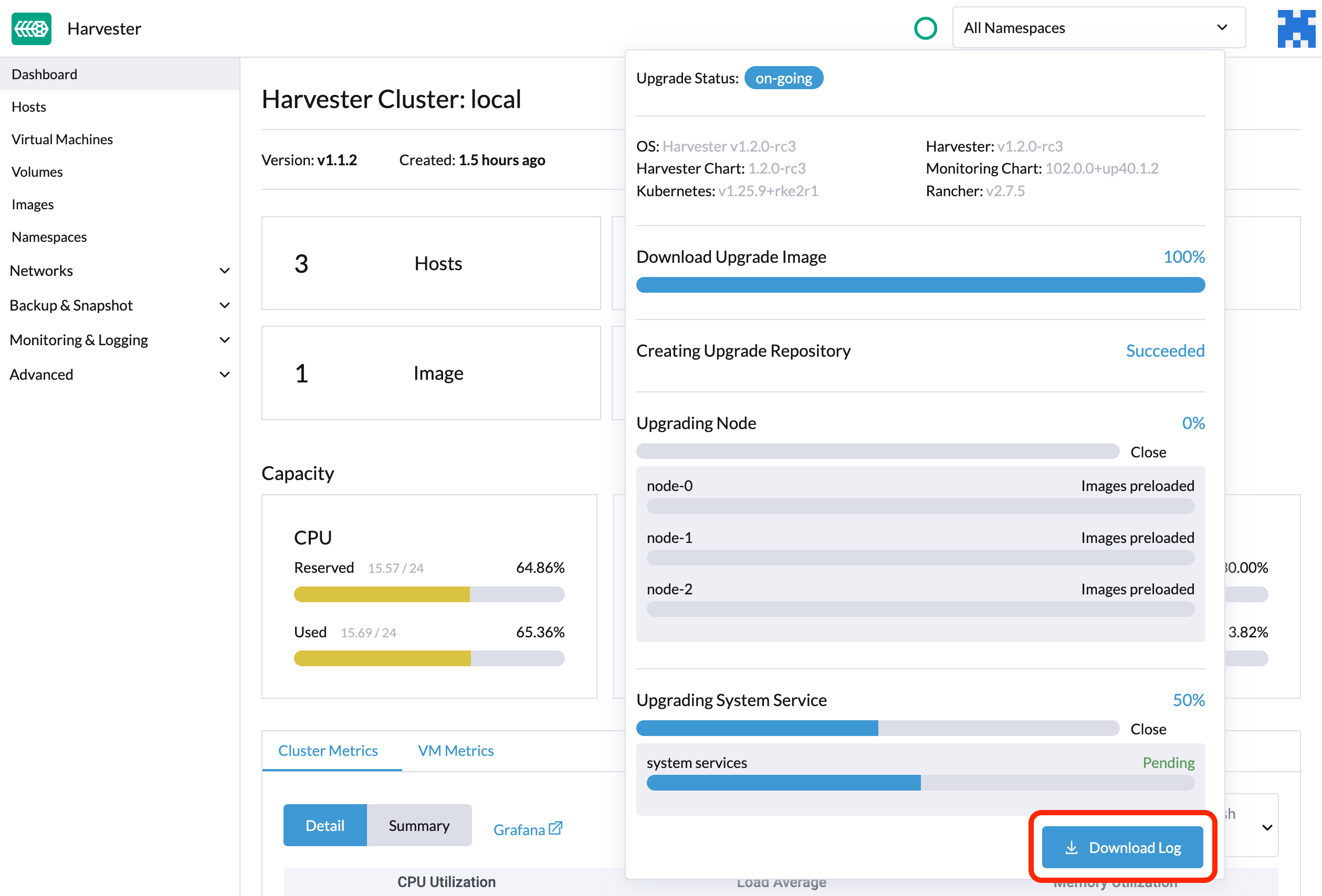 Baixe o arquivo de registro do fazer upgrade clicando no botão "Baixar Registro" na caixa de diálogo do fazer upgrade