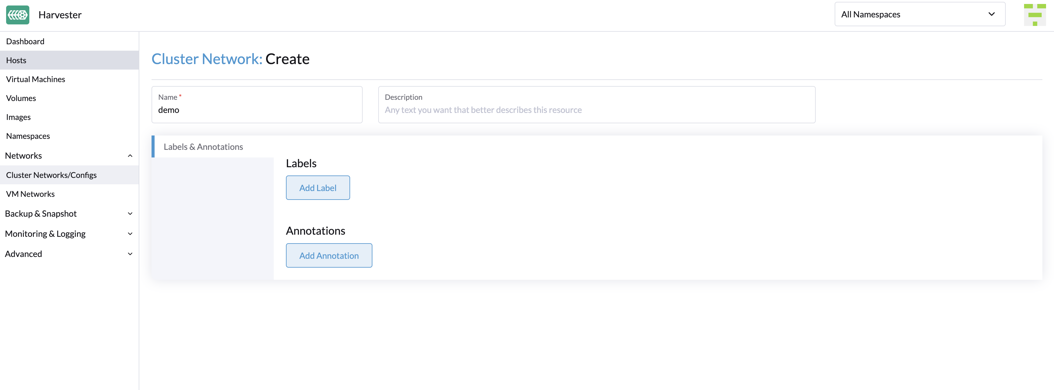 Create a cluster network