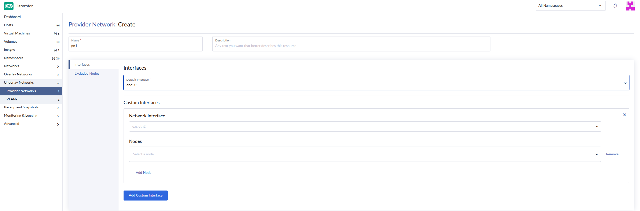 Creating a provider network