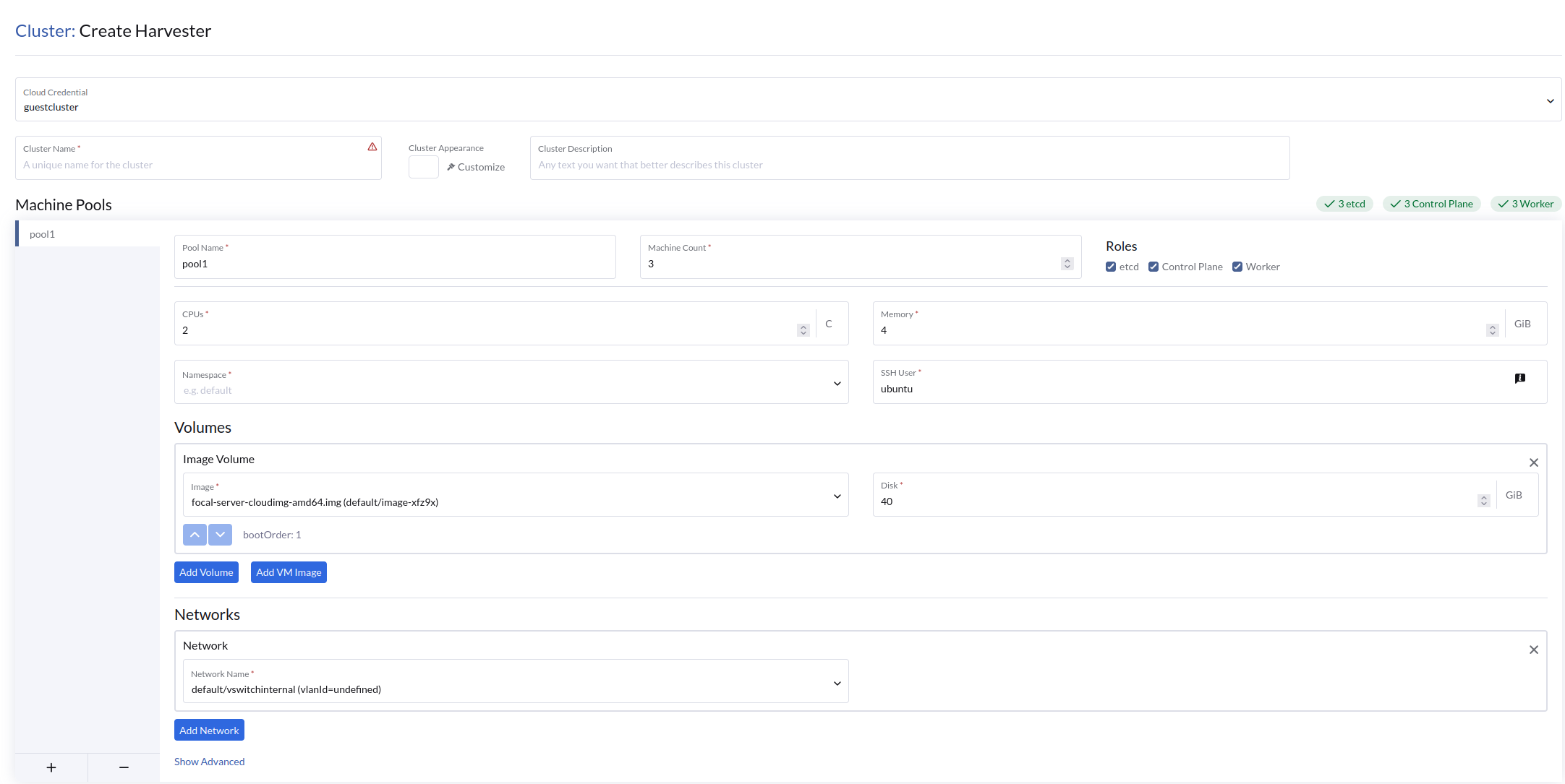Guest cluster deployment on overlay network