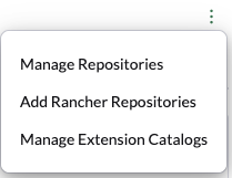 Menü zur Verwaltung von Rancher-Repositories