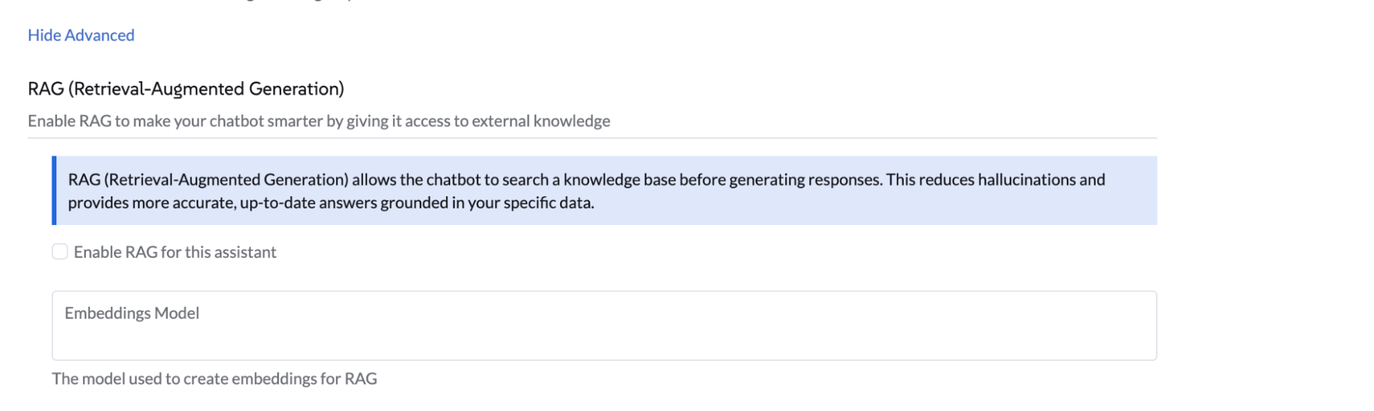 Configure RAG via the UI