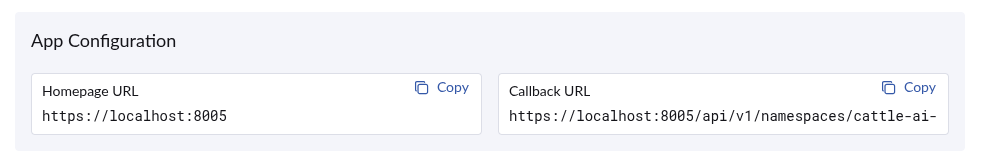 Homepage and Callback URL to register an OAuth2 application