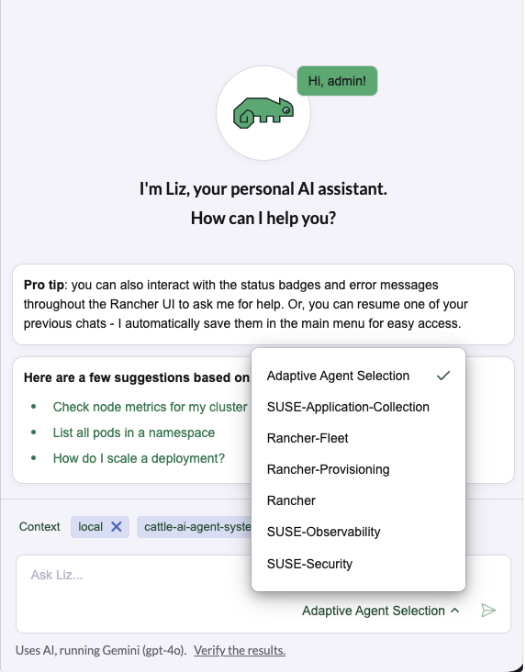 Agent selection button