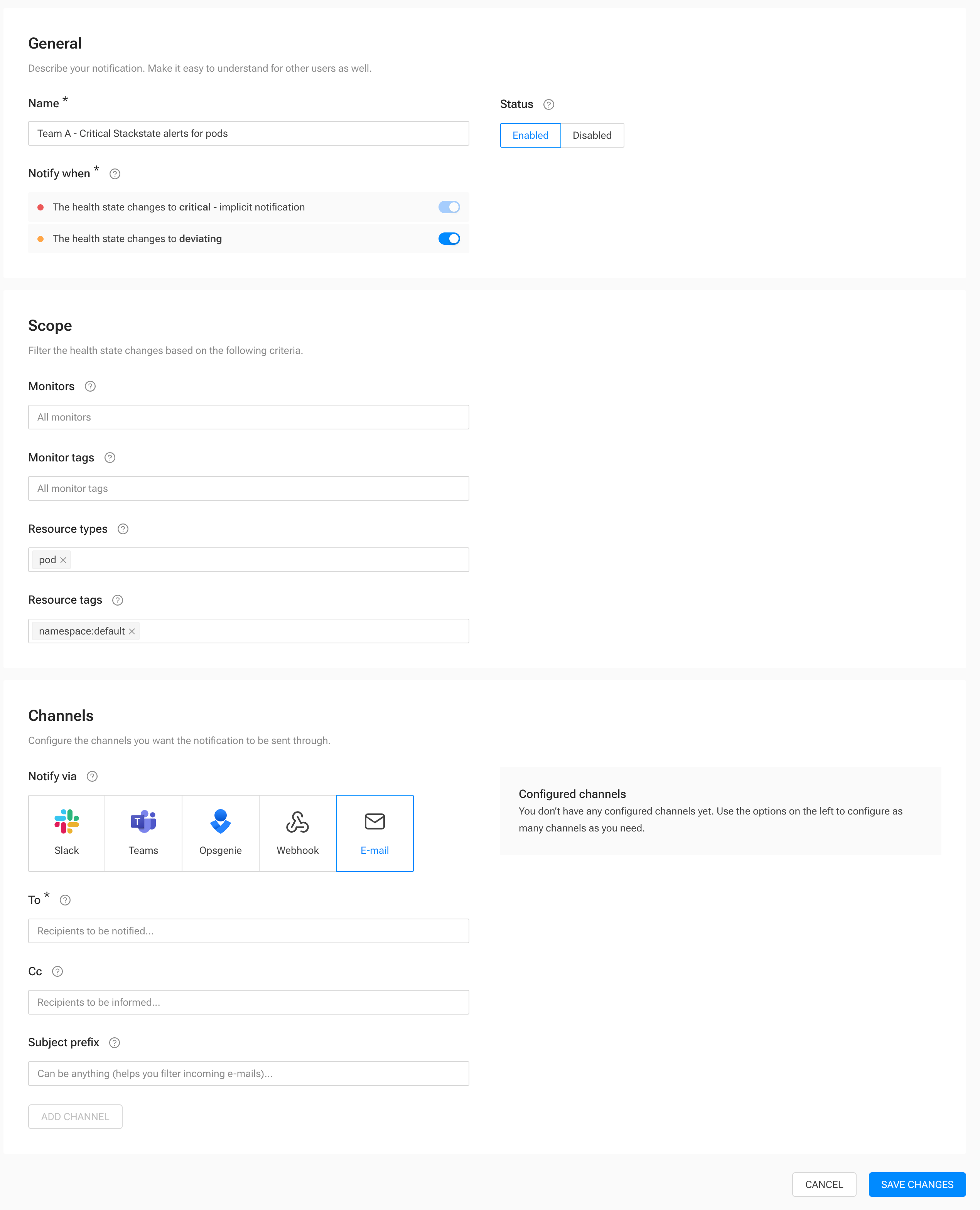 Adding a new notification